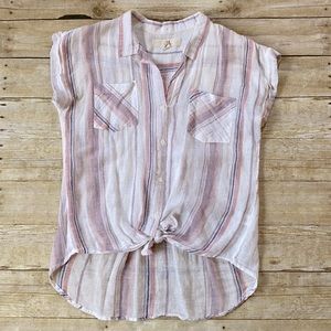 Thread & Supply Violet Sunday Stripe Top Medium